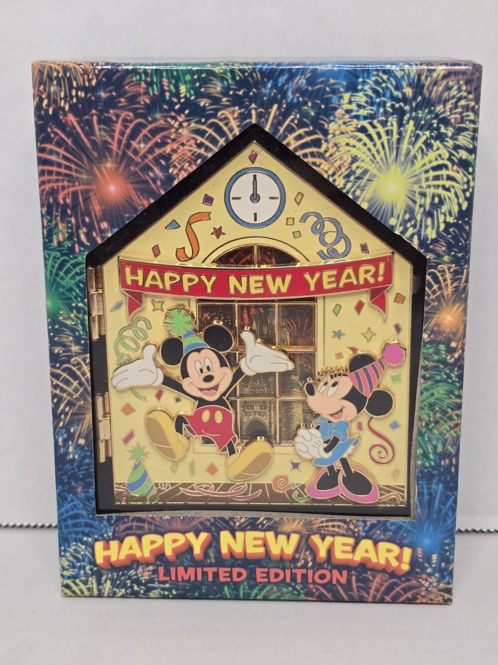 DISNEY RARE WDW Happy New Year LE JUMBO BOXED MICKEY MINNIE TINKER BELL PIN